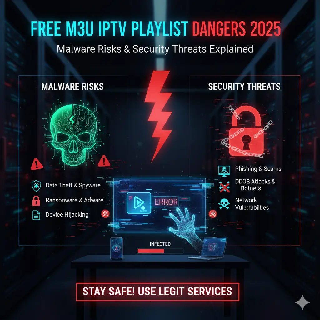 Free M3U IPTV Playlist Dangers | Security Guide 2025